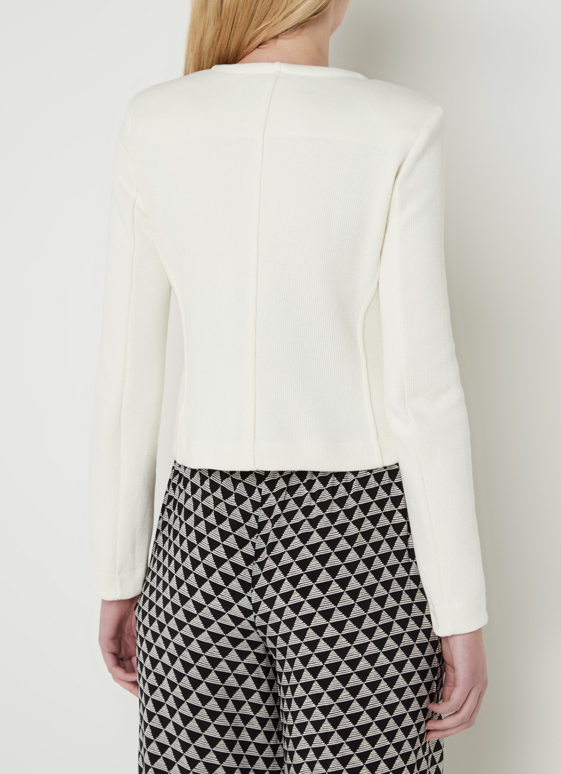 Whistles CollarlessJerseyJacket - achterkant gebroken wit