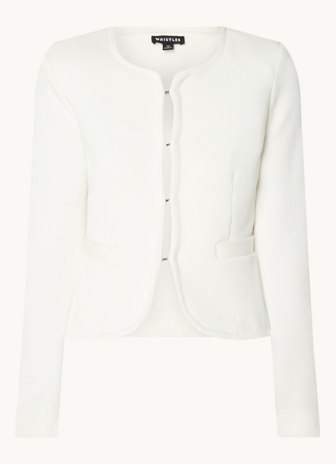 Whistles CollarlessJerseyJacket - voorkant 2 gebroken wit