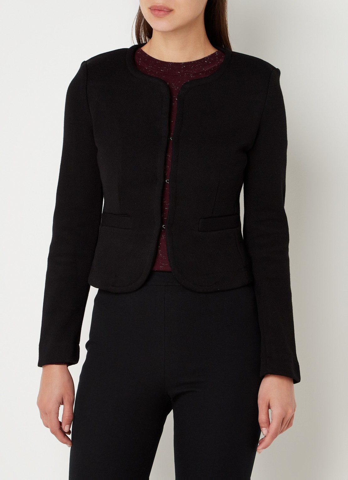 Whistles CollarlessJerseyJacket - detail 4 zwart