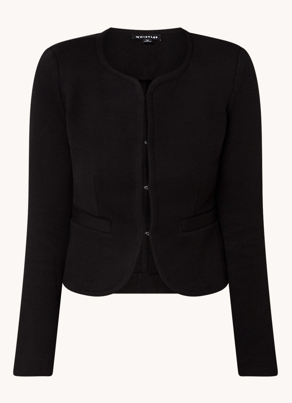 Whistles CollarlessJerseyJacket - voorkant 2 zwart
