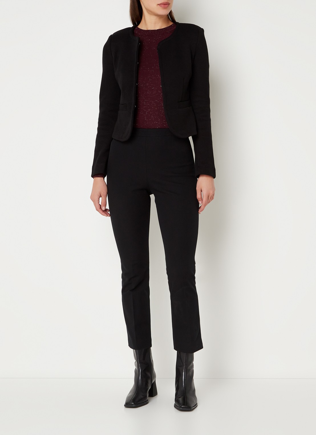 Whistles CollarlessJerseyJacket - voorkant 3 zwart