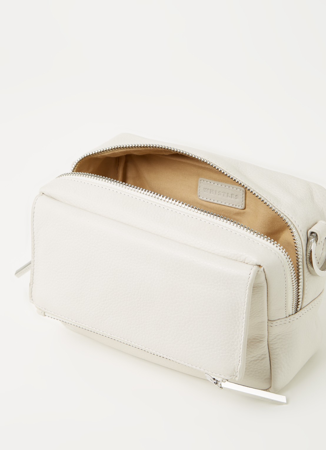 Whistles Crossbodytas van leer - detail 2 wit
