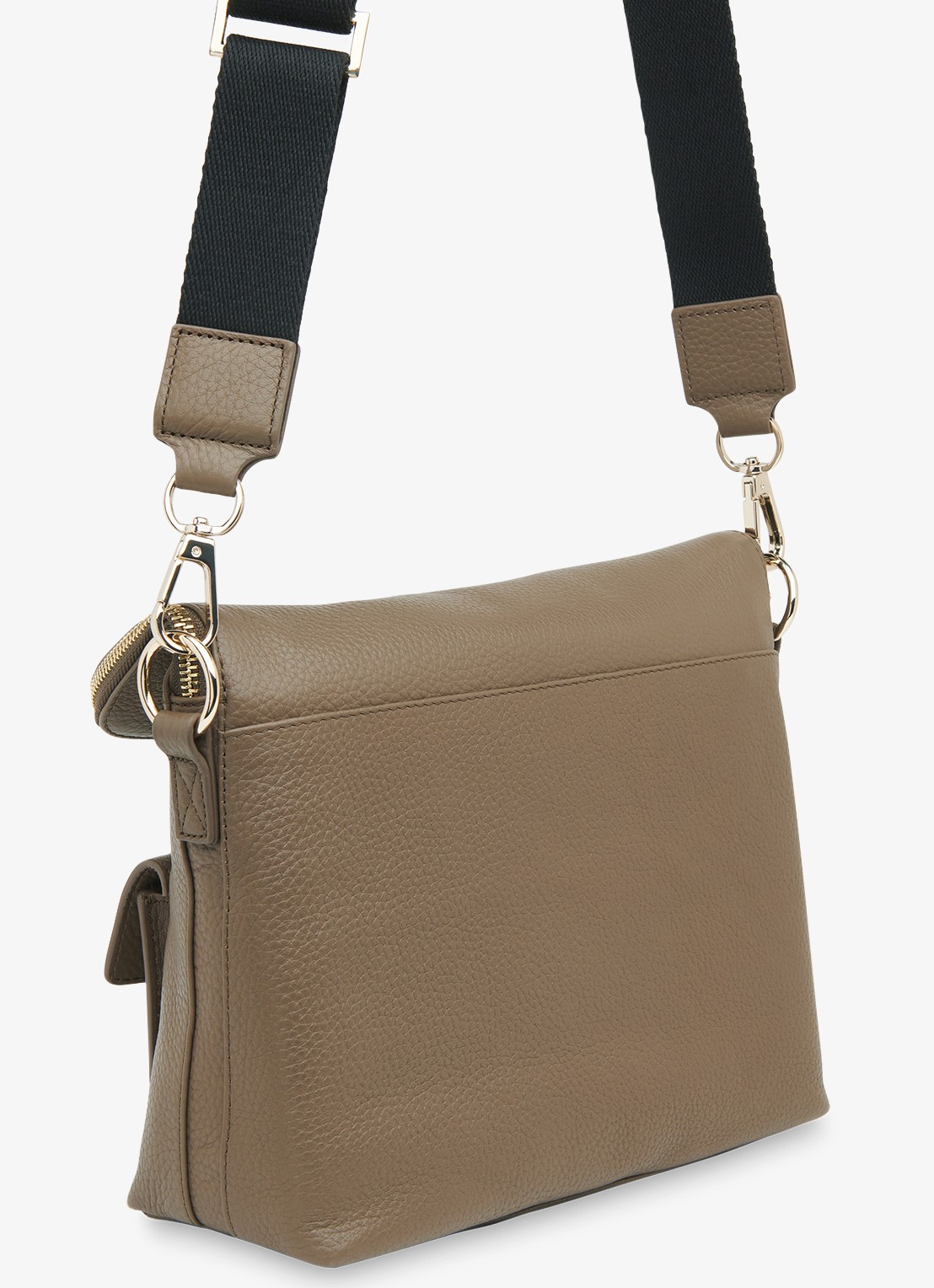 Whistles Crossbodytas van leer - achterkant 2 khaki