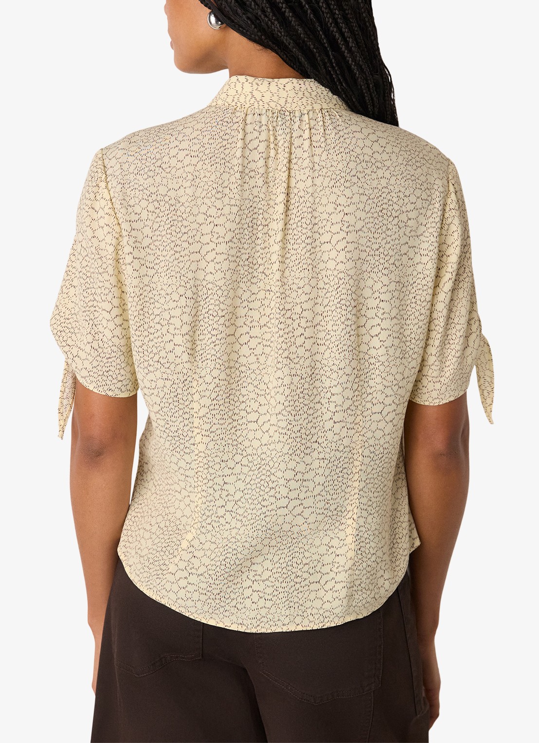 Whistles Dashed Marks blouse met print - achterkant 3 beige
