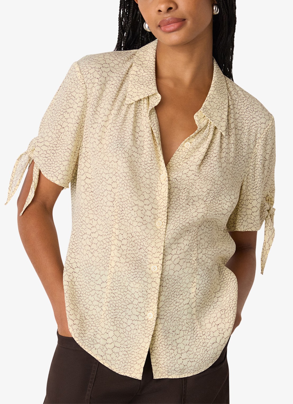 Whistles Dashed Marks blouse met print - detail beige