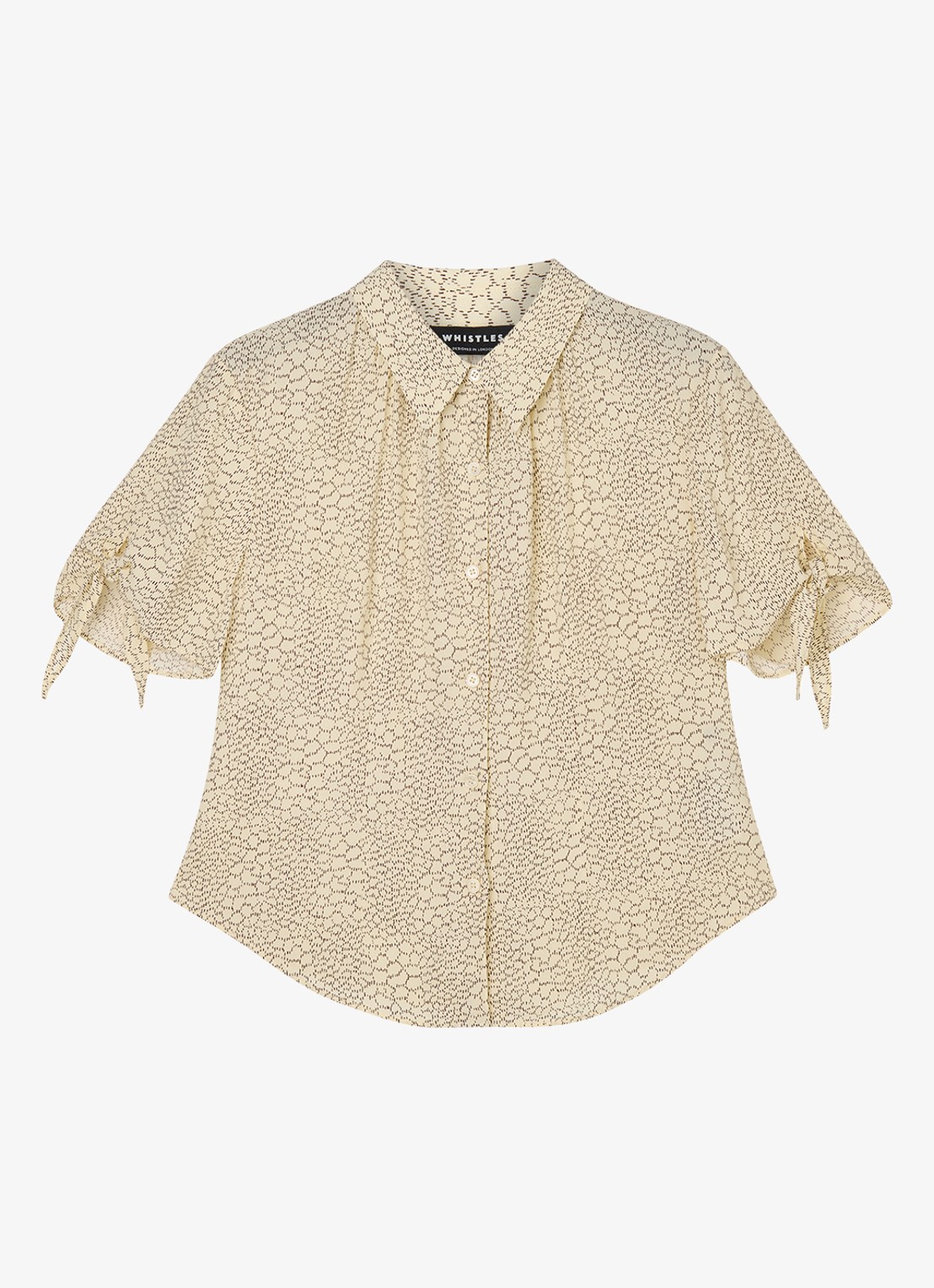 Whistles Dashed Marks blouse met print - voorkant 4 beige