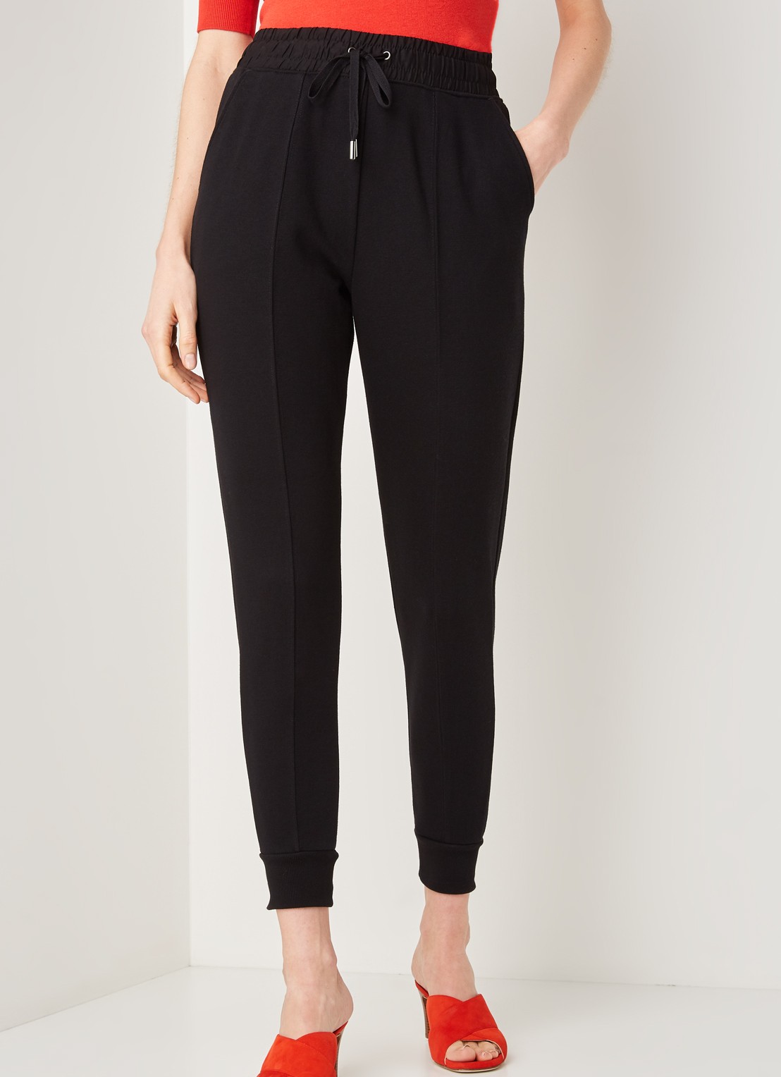 Whistles Easy Jersey skinny fit joggingbroek - detail 4 zwart