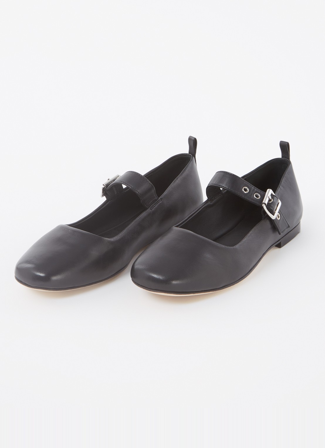 Whistles Elba ballerina van schapenleer - detail 3 zwart