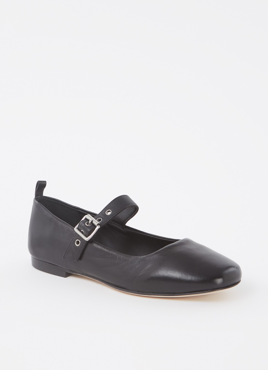 Whistles Elba ballerina van schapenleer - voorkant 2 zwart