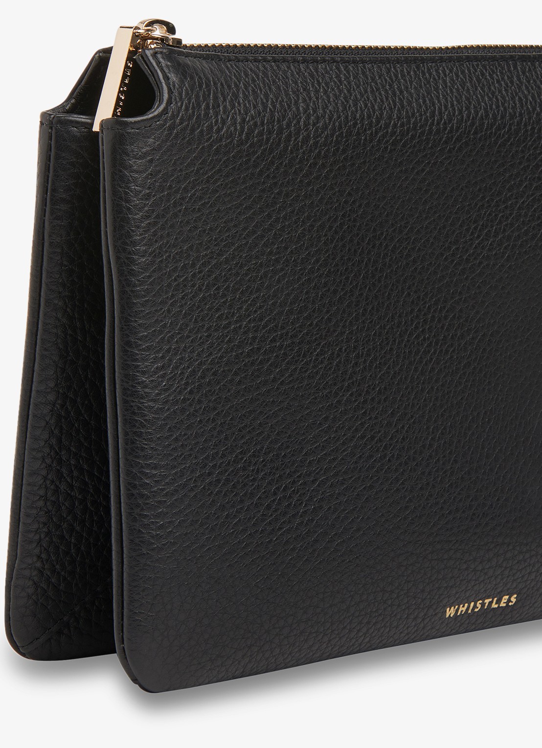 Whistles Elita clutch van leer met logo - detail 3 zwart