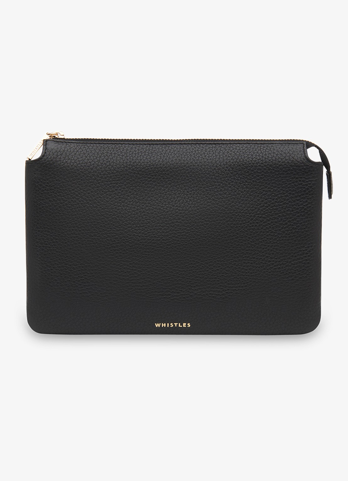 Whistles Elita clutch van leer met logo - voorkant 4 zwart