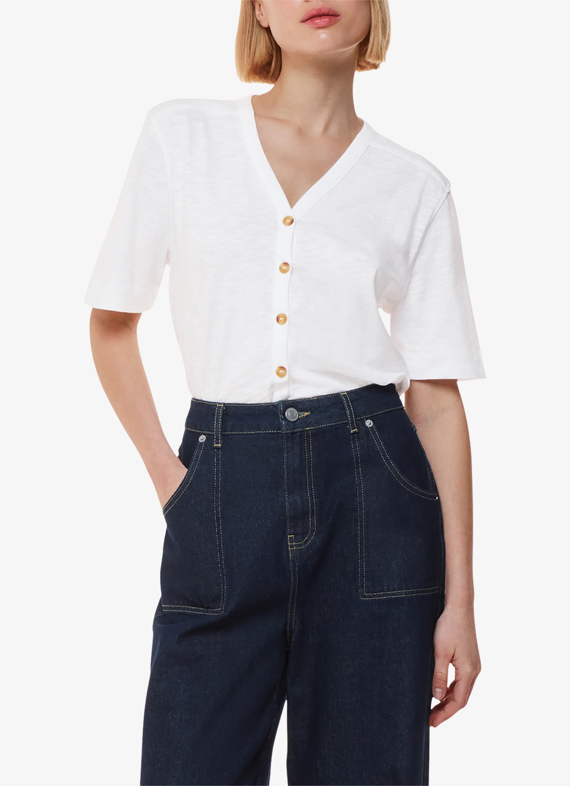 Whistles Ella blouse met gemêleerd dessin - detail 2 wit
