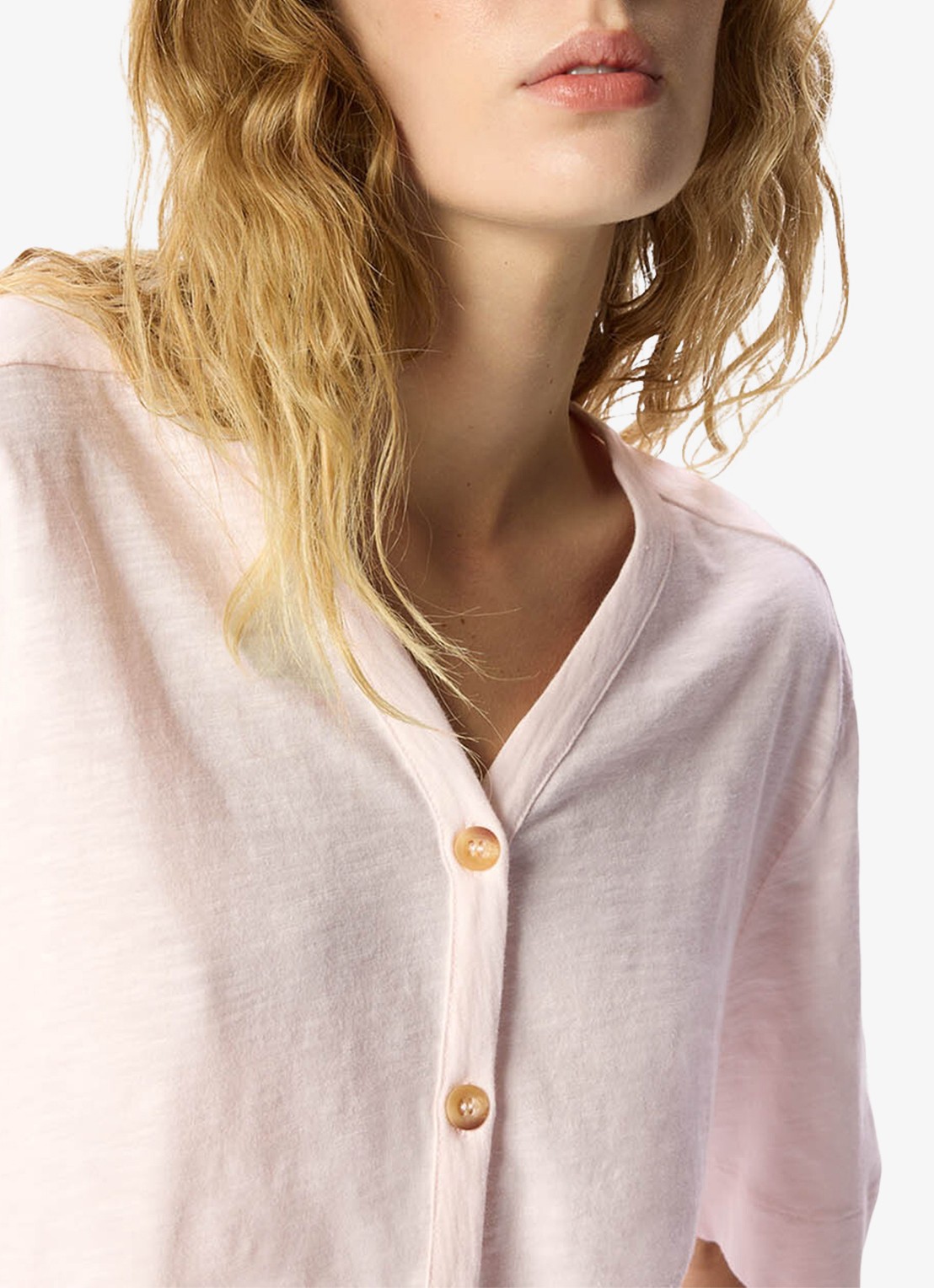 Whistles Ella top met V-hals - detail 3 lichtroze