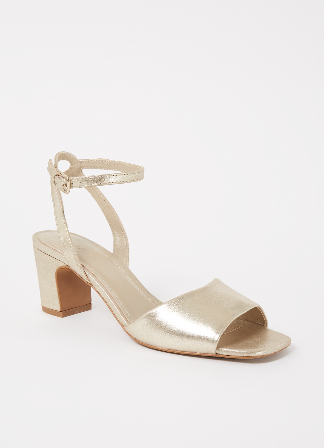 Whistles Emerson sandalette van leer met metallic finish - voorkant 5 goud