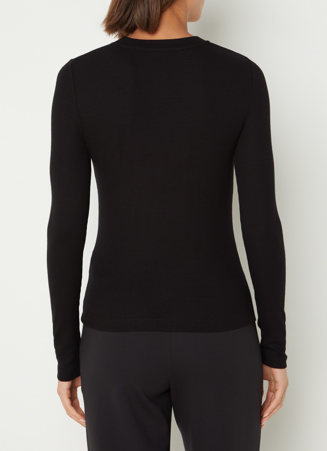 Whistles Essential ribgebreide top met stretch  - achterkant zwart
