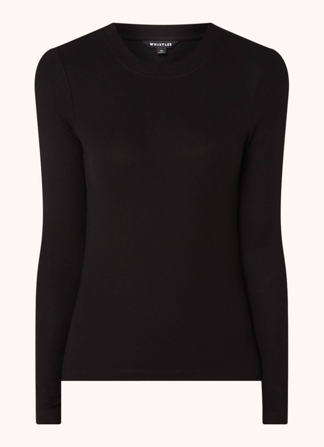 Whistles Essential ribgebreide top met stretch  - voorkant 2 zwart