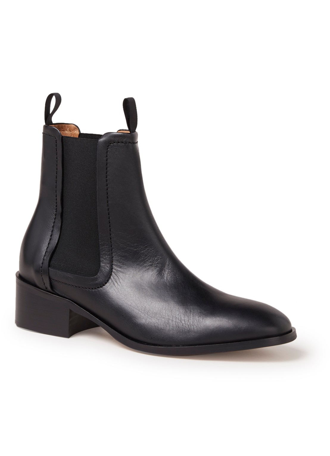 Whistles Fernbrook chelsea boot van leer - voorkant zwart
