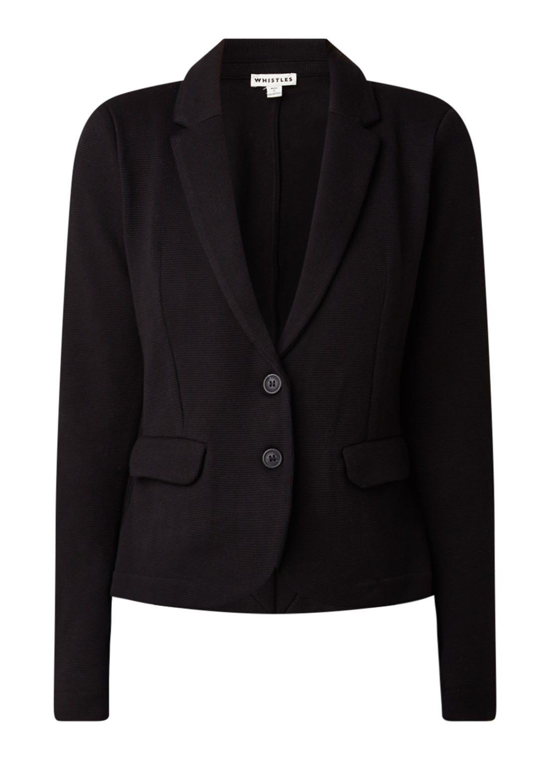 Whistles Fijngebreide blazer met klepzakken - voorkant 2 zwart