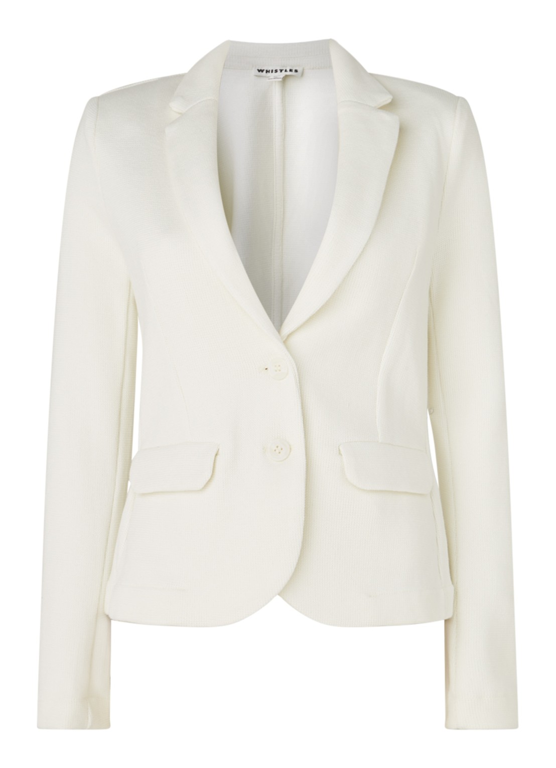 Whistles Fijngebreide blazer met klepzakken - voorkant 2 gebroken wit