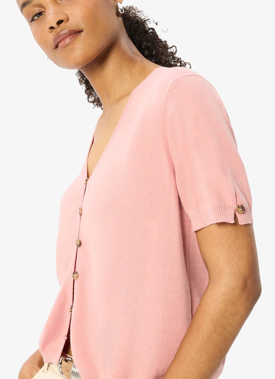 Whistles Fijngebreide top met V-hals - detail 5 roze