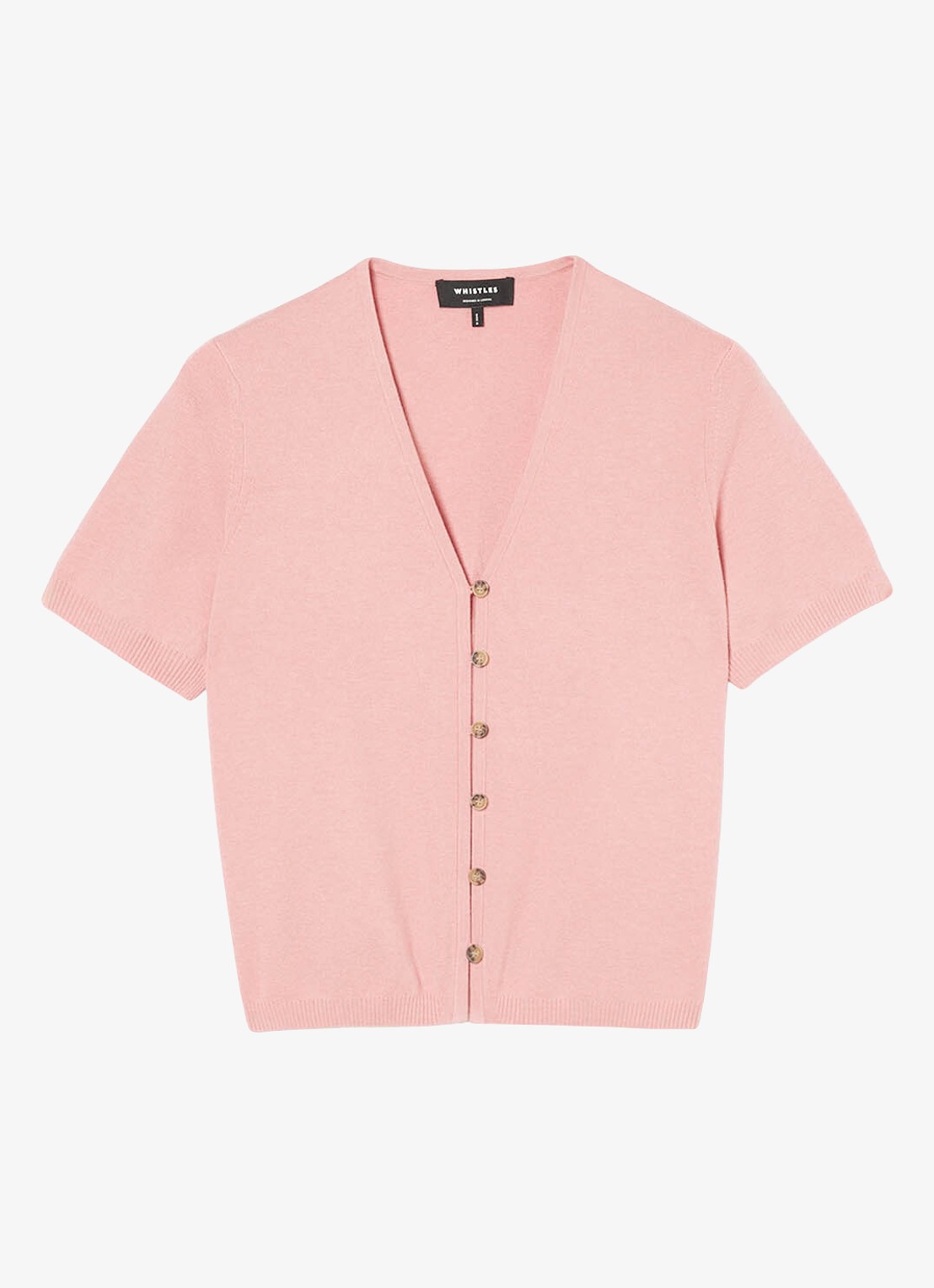 Whistles Fijngebreide top met V-hals - voorkant 6 roze