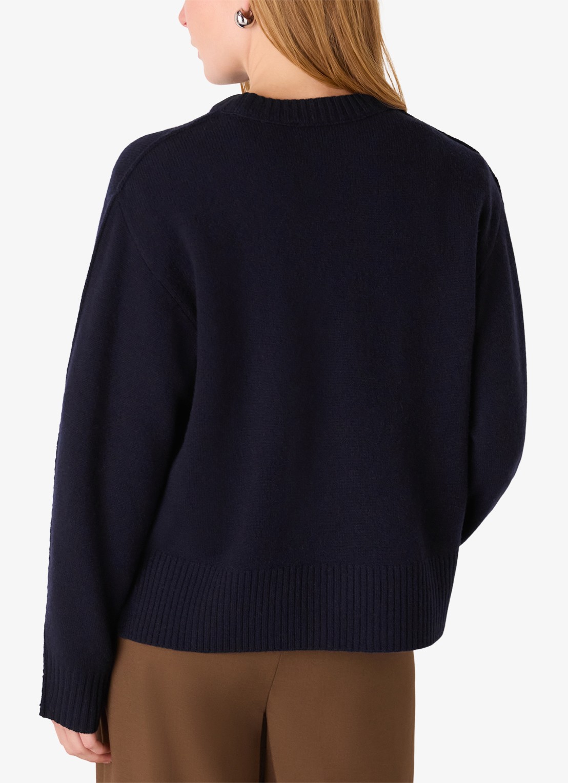 Whistles Fijngebreide trui met streep detail - achterkant 4 donkerblauw