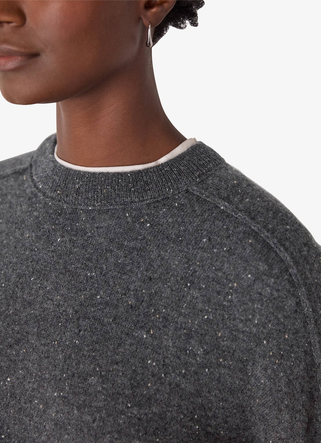 Whistles Fijngebreide trui van kasjmier met lurex - detail 4 donkergrijs