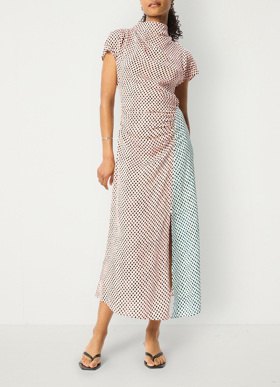 Whistles Graphic Check maxi jurk met grafische print - detail 4 roze