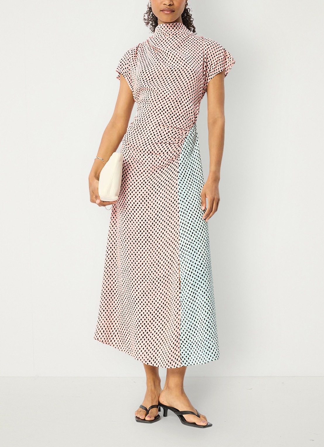 Whistles Graphic Check maxi jurk met grafische print - voorkant 3 roze