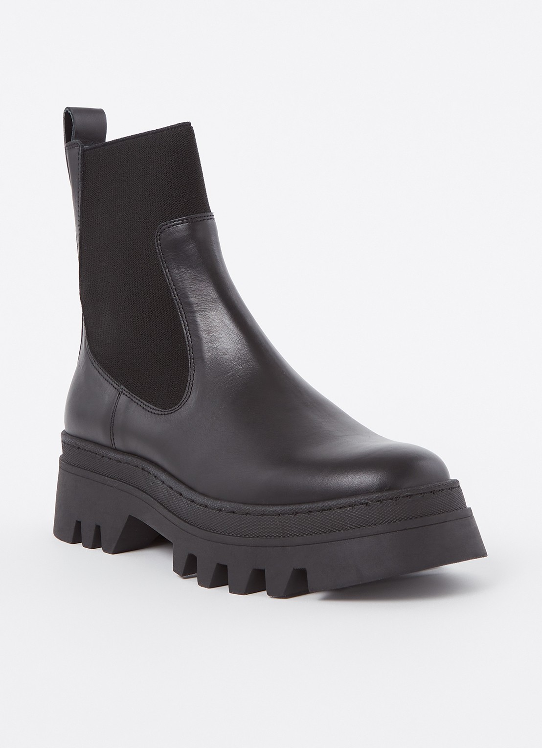 Whistles Hatton chelsea boot van leer - voorkant zwart