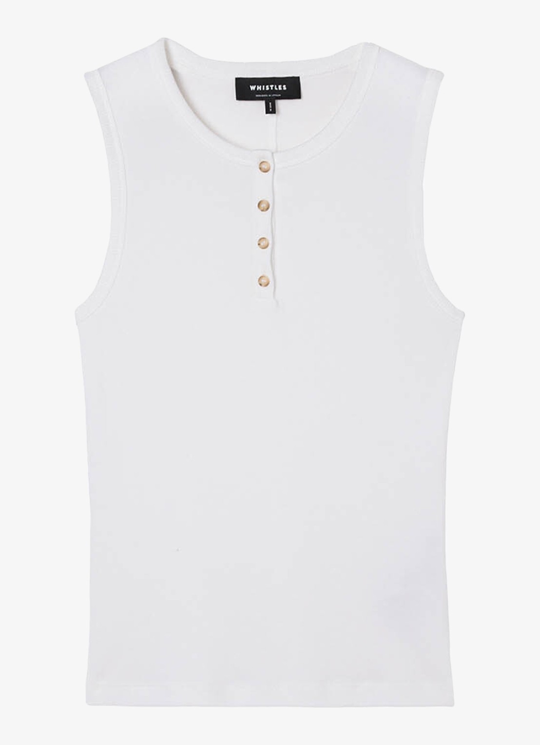 Whistles Henley mouwloze top met ribstructuur - voorkant wit