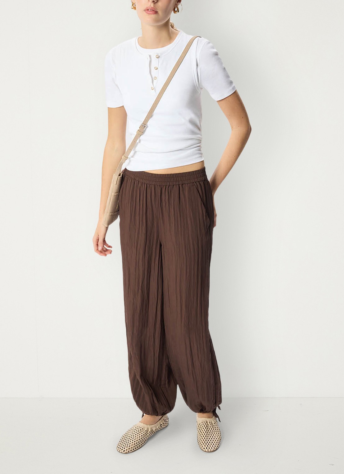 Whistles Henley mouwloze top met ribstructuur - voorkant 2 wit
