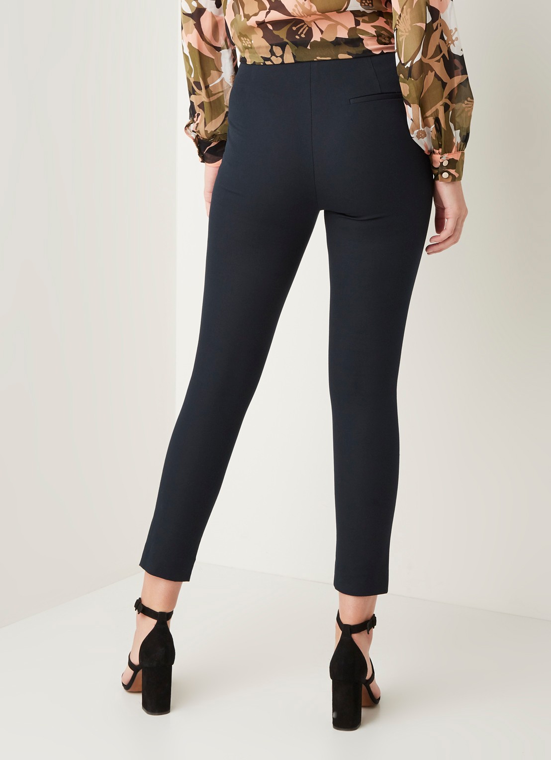 Whistles High waist slim fit pantalon met stretch  - achterkant donkerblauw