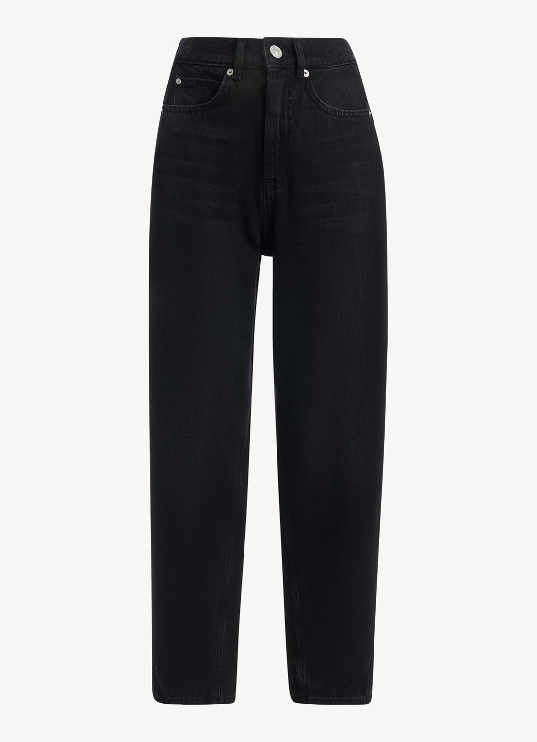 Whistles High waist straight fit cropped jeans met gekleurde wassing - voorkant 2 zwart