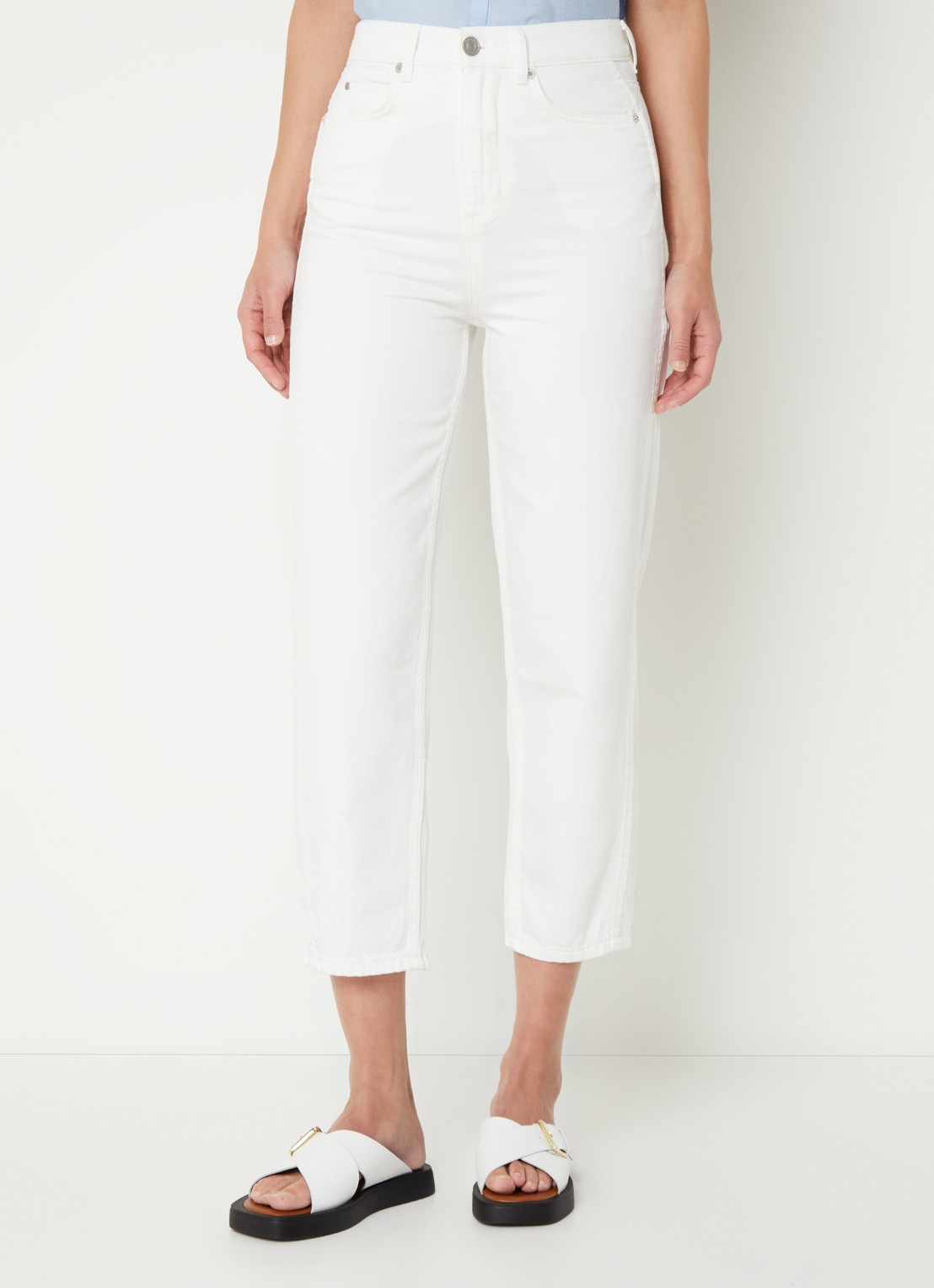 Whistles High waist tapered cropped jeans met gekleurde wassing - detail 4 wit