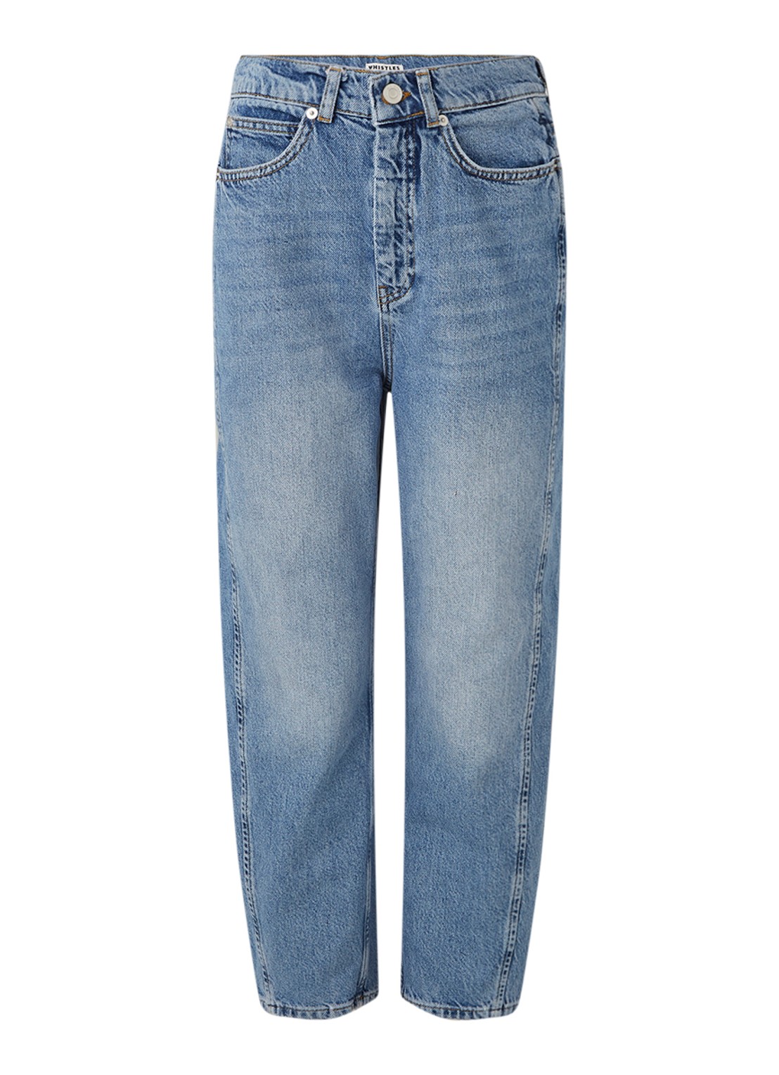 Whistles High waist tapered cropped jeans - voorkant 2 indigo