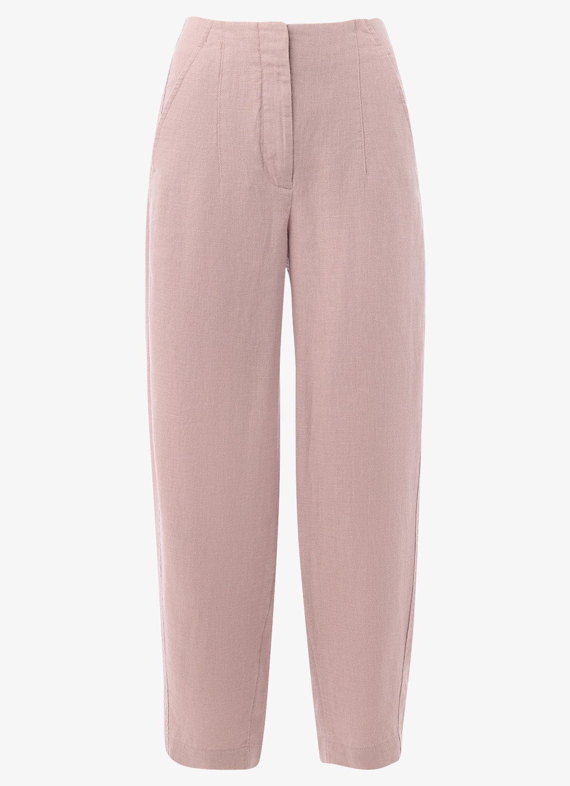 Whistles High waist tapered fit broek van linnen - voorkant 2 oudroze