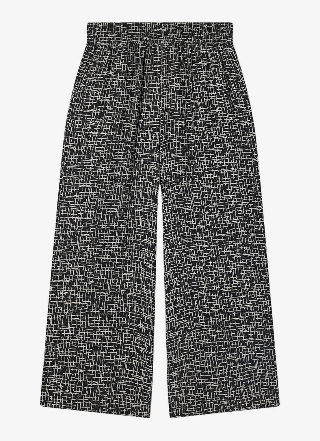 Whistles High waist wide fit cropped pantalon met print - voorkant 2 zwart