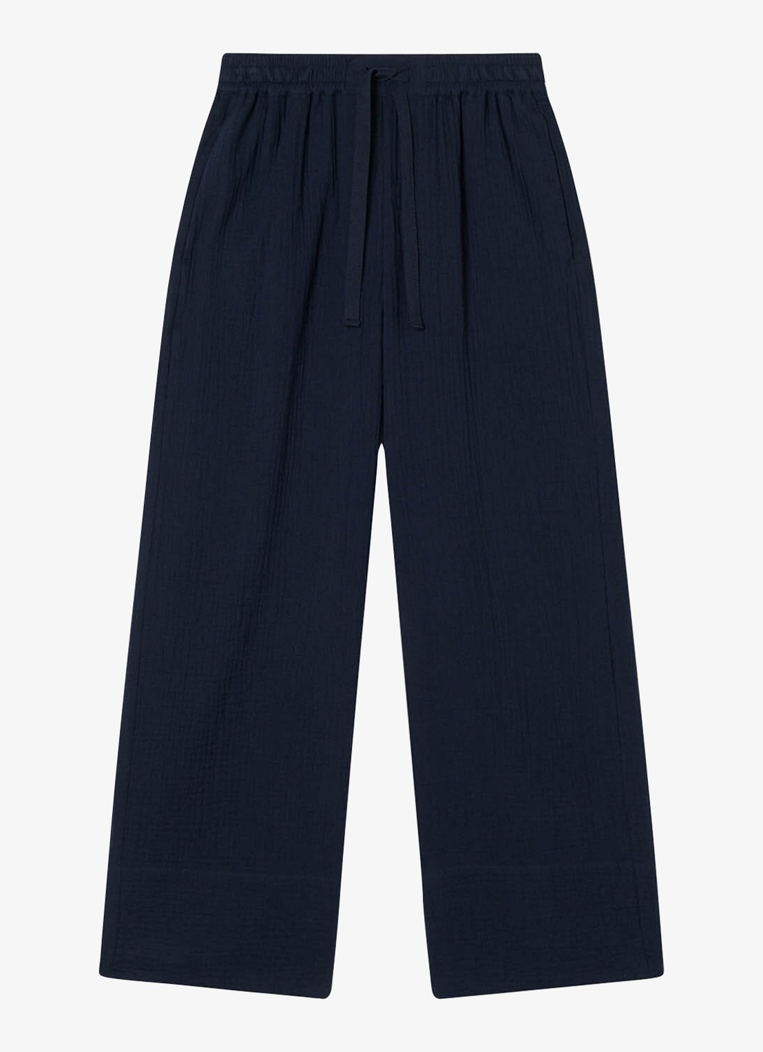 Whistles High waist wide fit pantalon met steekzakken - voorkant 5 donkerblauw