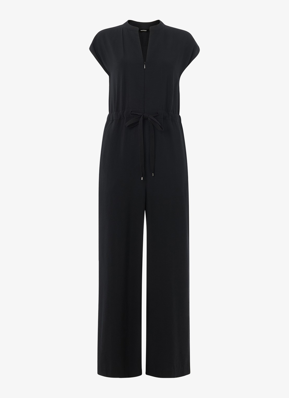 Whistles Hollie straight fit jumpsuit met steekzakken - voorkant 2 zwart