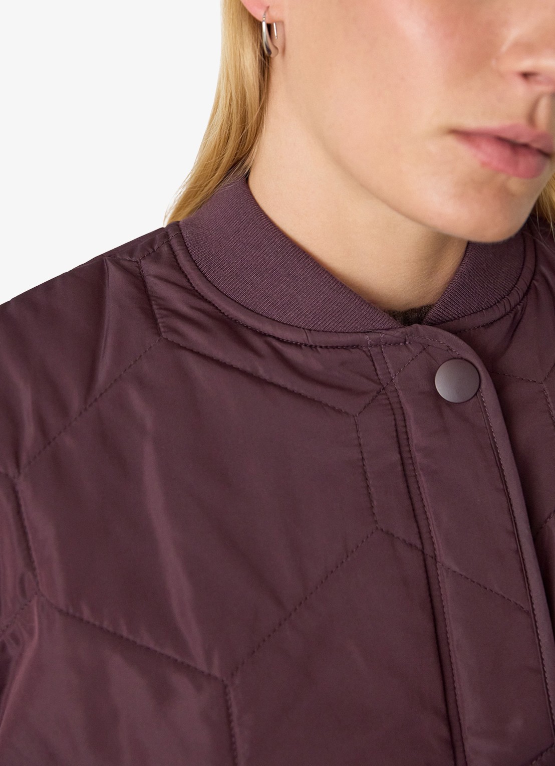 Whistles Ida gewatteerd jack met quilt patroon - detail 2 bordeauxrood