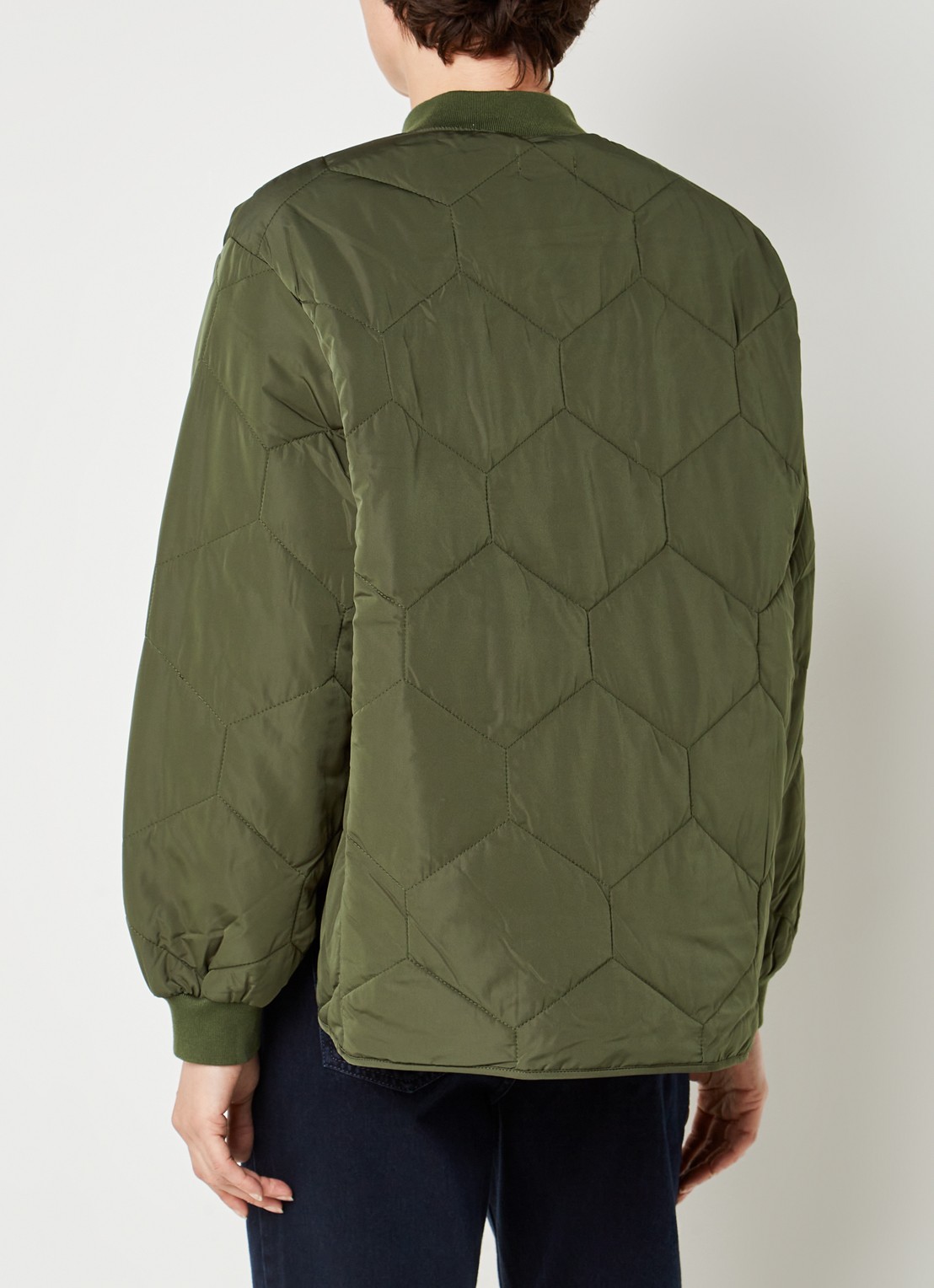 Whistles Ida jack met quilt patroon en steekzakken - achterkant 3 legergroen
