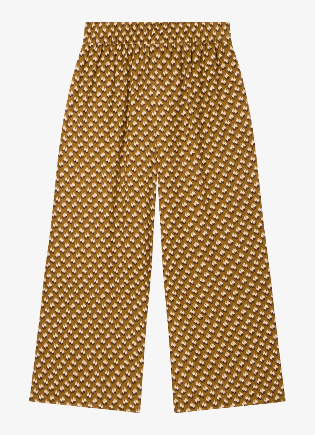 Whistles Ikat high waist wide fit palazzo met steekzakken - voorkant bronsgroen