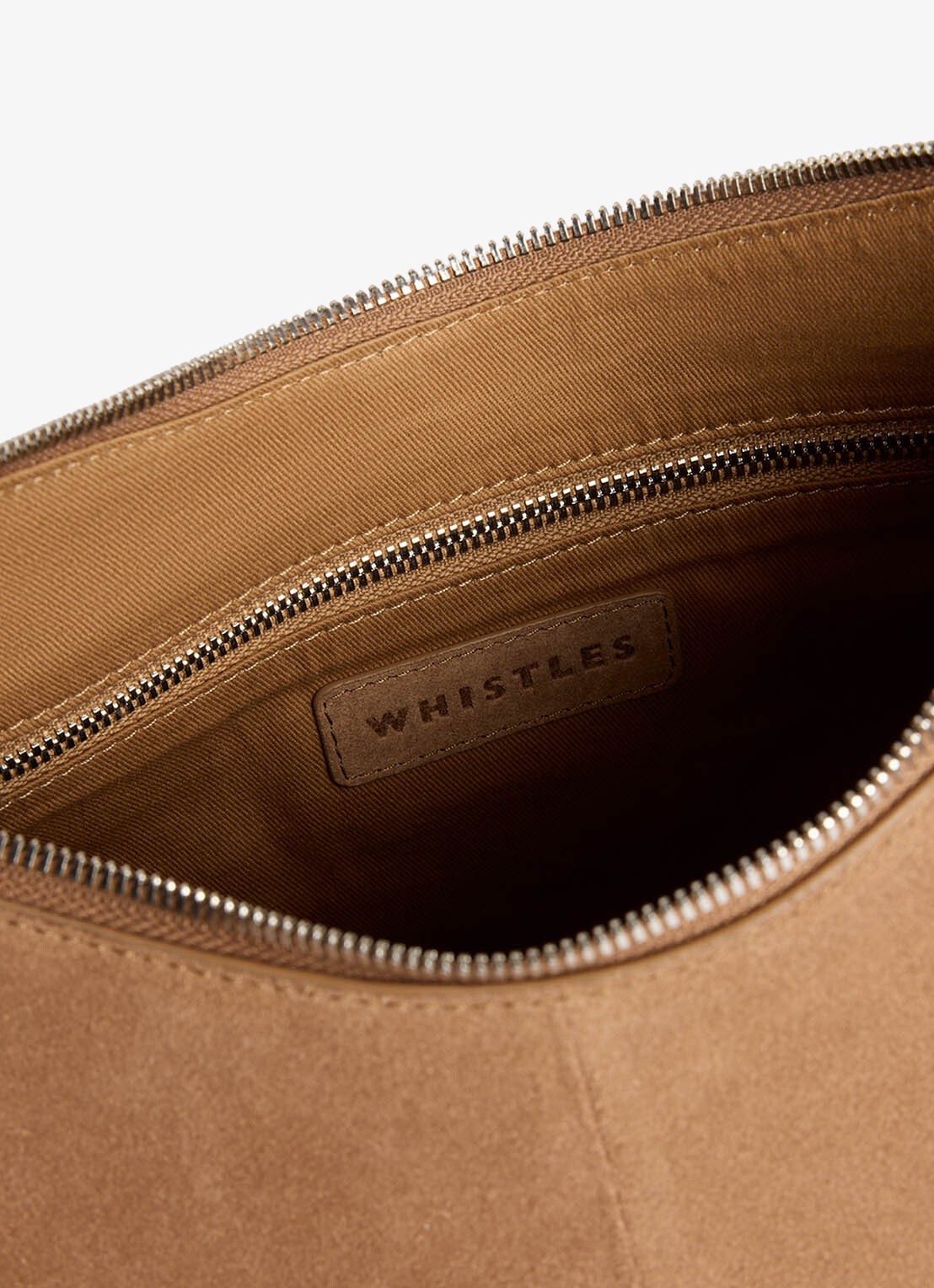 Whistles Large Sia crossbodytas van suède - detail 4 lichtbruin