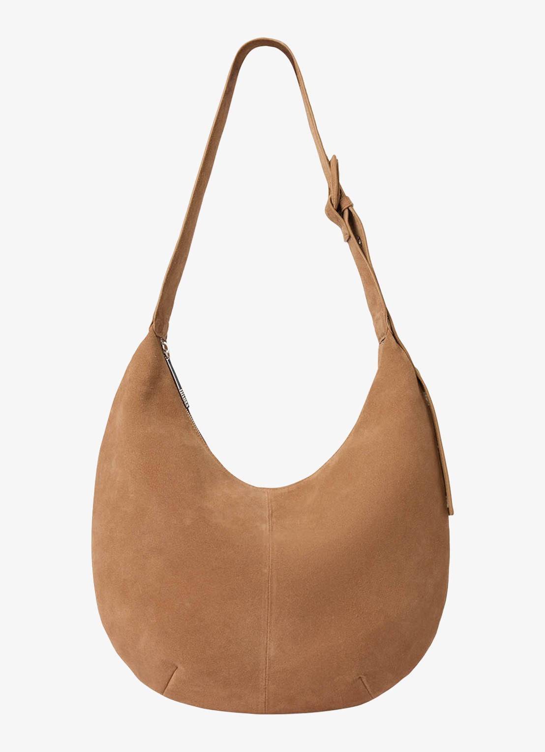 Whistles Large Sia crossbodytas van suède - voorkant lichtbruin
