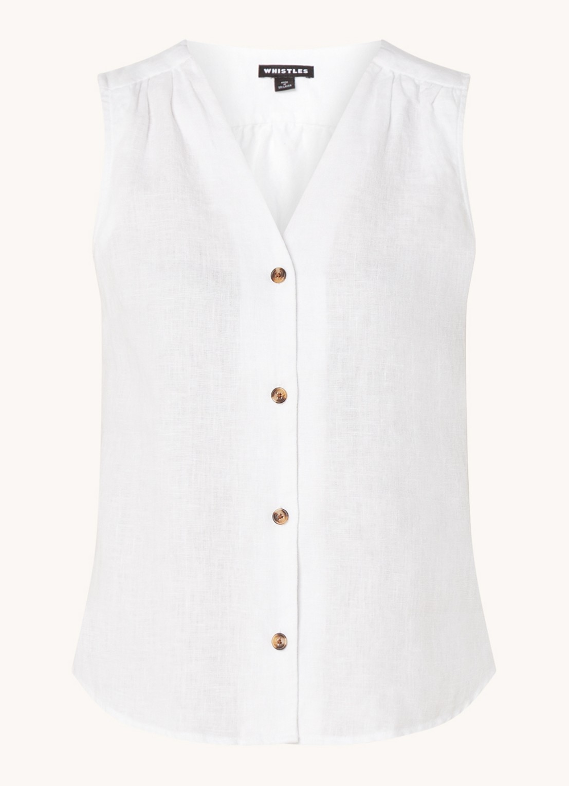Whistles Laura mouwloze blouse van linnen - voorkant 2 wit
