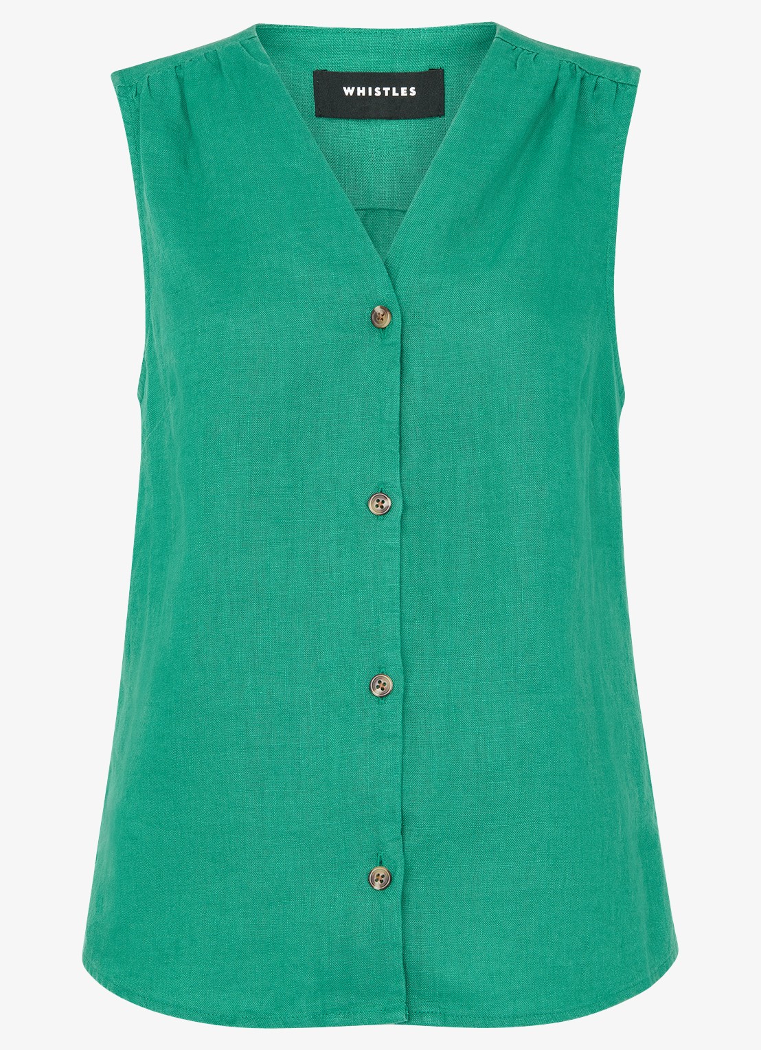 Whistles Laura tanktop van linnen - voorkant 2 groen
