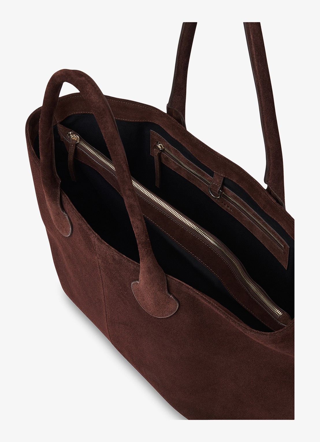 Whistles Leandra shopper van suède - detail 3 chocoladebruin