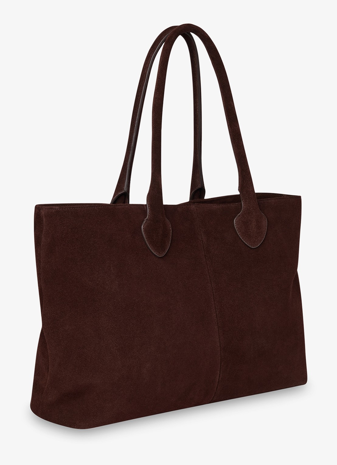 Whistles Leandra shopper van suède - voorkant 2 chocoladebruin