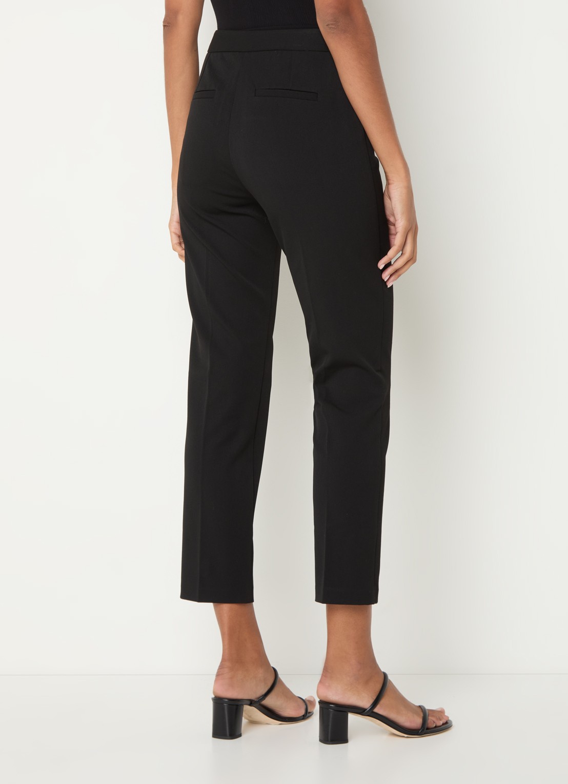 Whistles Lily high waist cropped slim fit pantalon met steekzakken - achterkant zwart